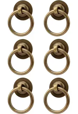 12 Pack Solid Antique Brass Cabinet Pulls Ring Drawer Pulls