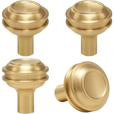 4 Pcs Solid Brass Cabinet Knobs Gold Kitchen Cabinet Hardware