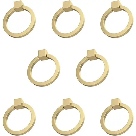 8 Pack Solid Brasss Pulls for Dresser Drawer Ring Pulls